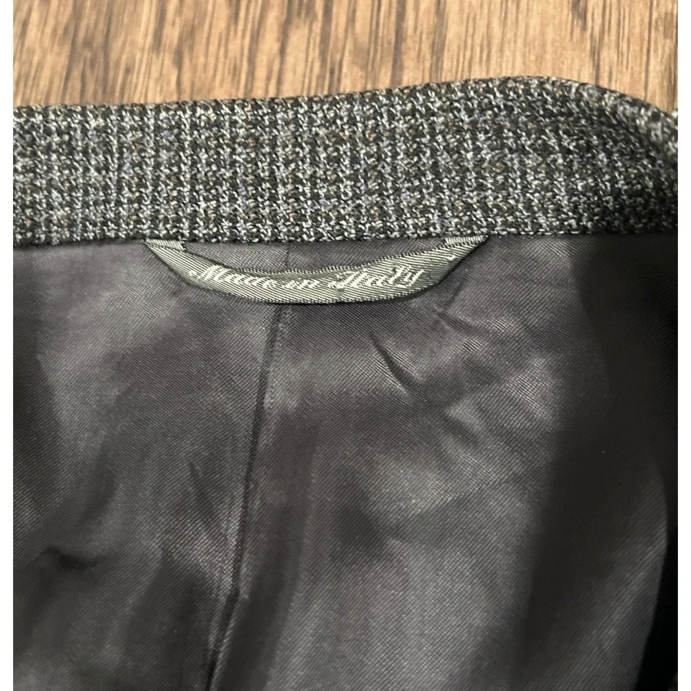 Canali Mens Wool Blazer Size 56LEU Gray Plaid Check Career Made In Italy READ